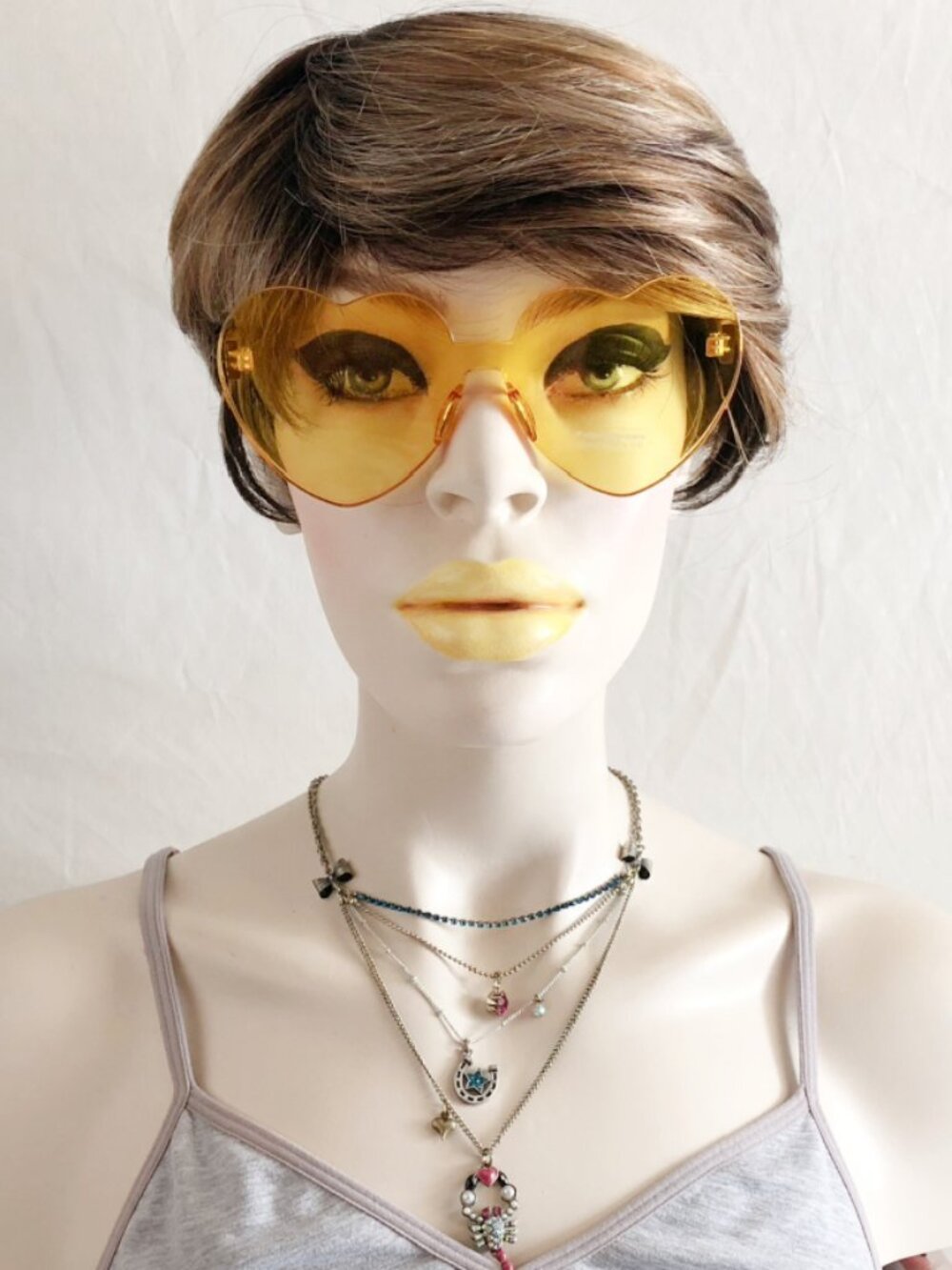 Yellow Heart Shape Frameless Sunglasses